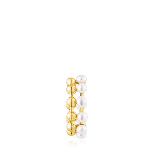 Earcuff doble con baño de oro 18 kt sobre plata y perlas cultivadas Gloss