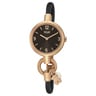 Rose IP Steel Hold Charms Watch with black IP steel strap