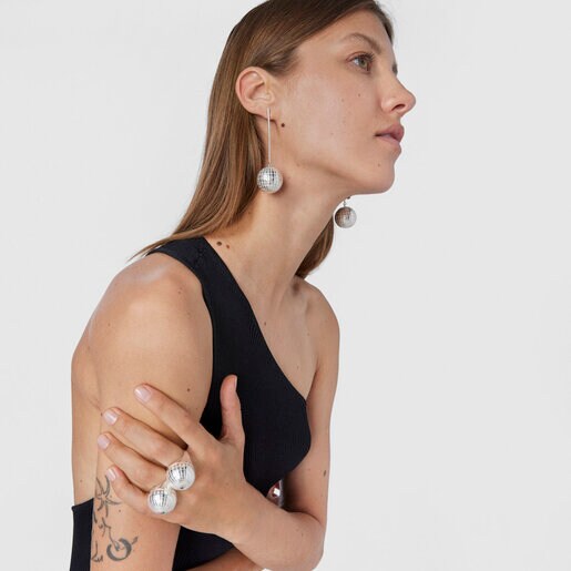 Aretes largos de plata Belinda X TOUS