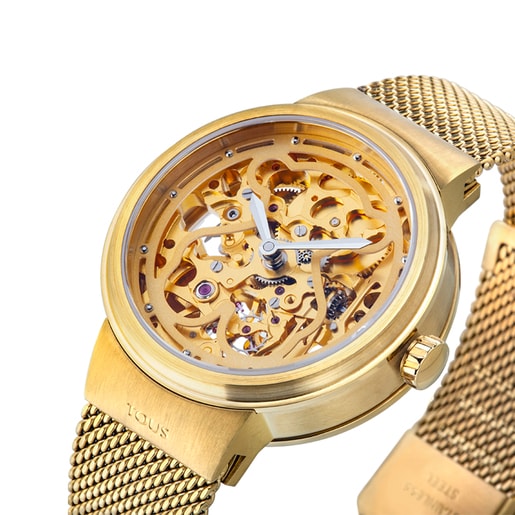 Gold-colored IP steel Rond automatic Watch