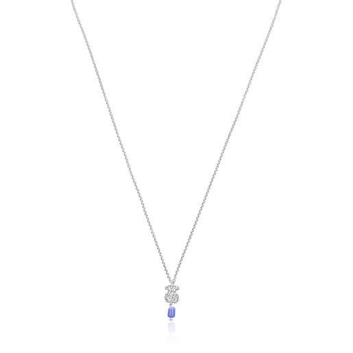 Bären-Halskette Oceaan aus Silber mit blauem Glas