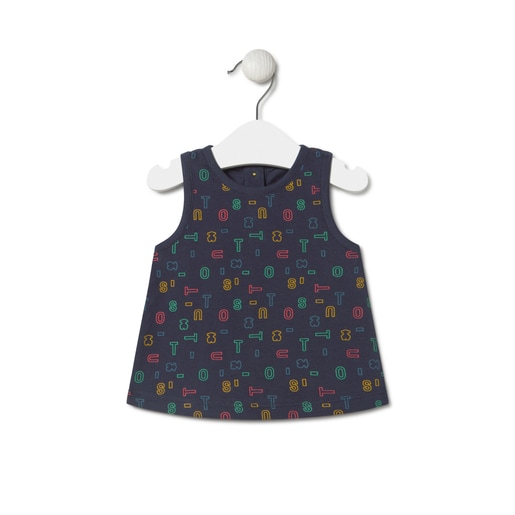 T-shirt with multicoloured TOUS letters in Casual navy blue