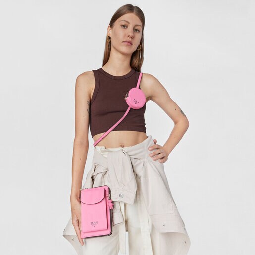 פאוץ' טלפון נתלה TOUS Funny בצבע ורוד בשילוב ארנק