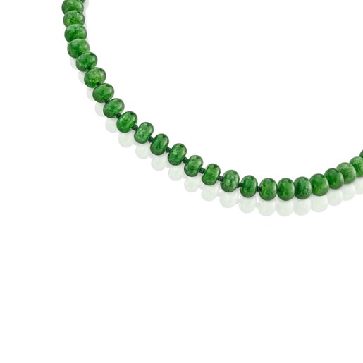 Obojkový náhrdelník Hold Oval ze stříbra pozlaceného 18karátovým zlatem se zeleným kvarcitem