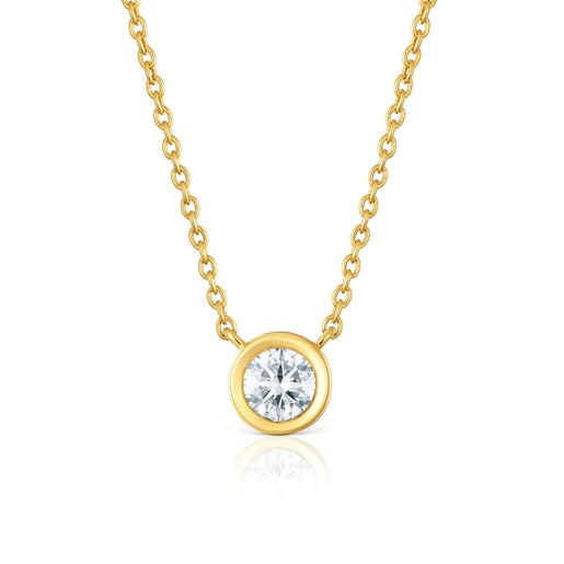 Collar corto con baño de oro 18 kt sobre plata y diamante creado en laboratorio Line LGD