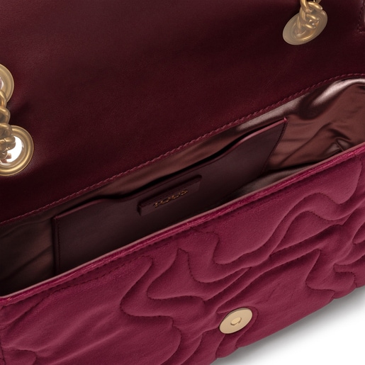 Medium burgundy Kaos Dream Velvet shoulder bag with flap