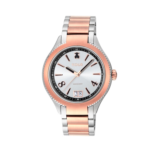 Reloj para mujer TOUS S-Mesh bicolor acero/IP rosado y azul Ref