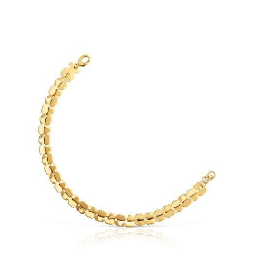 Pulsera cadena de acero en color dorado con motivos oso Carrusel