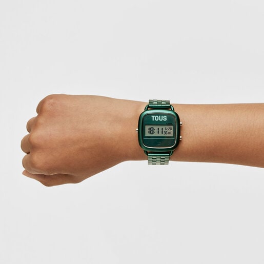 Reloj digital con brazalete de aluminio en color verde D-Logo