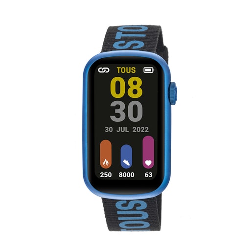 שעון חכם T-Band עם רצועת ניילון ורצועת סיליקון בצבע כחול