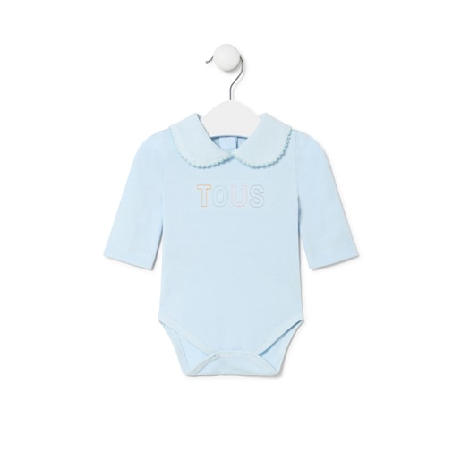 Baby bodysuit in plain sky blue
