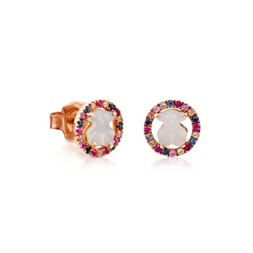 Rose Vermeil Silver Camille Earrings with Mother-of-Pearl and multicolored  Sapphire | TOUS
