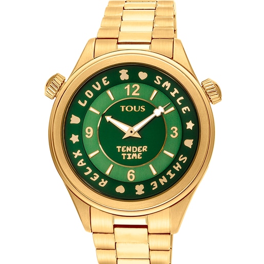 Stainless steel Tender Time Watch with green dial