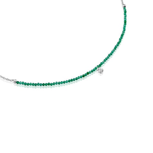 Collana in argento e calcedonio verde trattato Bold Bear