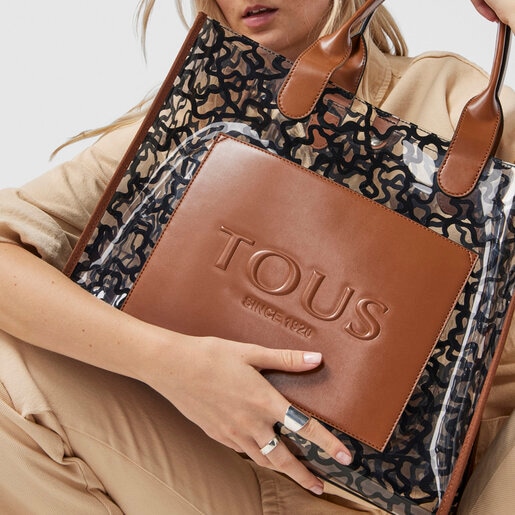 Большая прозрачная коричневая сумка-shopping Amaya Vinyl