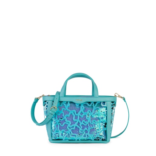 Small blue Kaos Shock Sequins Handbag
