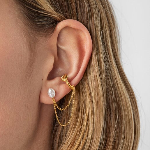 Silver vermeil Oceaan Duna Earcuff with pearl