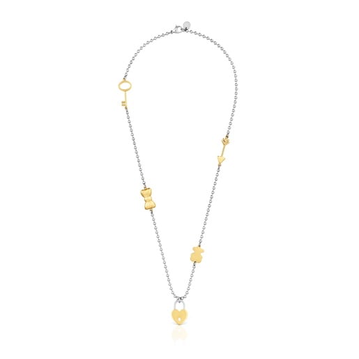 Long two-tone steel Necklace with charms TOUS Charming