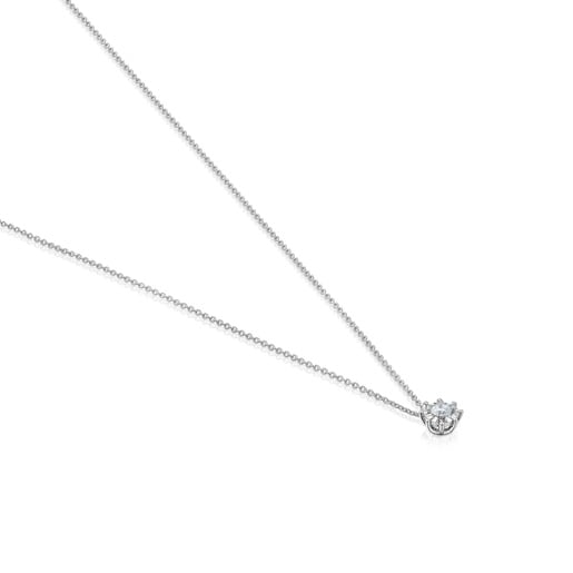 Collier rosace en or blanc et diamants 0,15 ct court Les Classiques