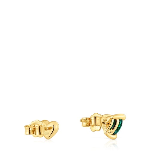 18kt gold plating over silver Earrings with laboratory-grown emerald Garden of Love LGG