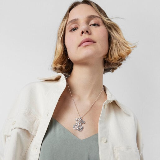 Большая серебряная подвеска с медвежонком Oceaan