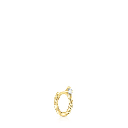 Gold Twisted Hoop earring with diamond