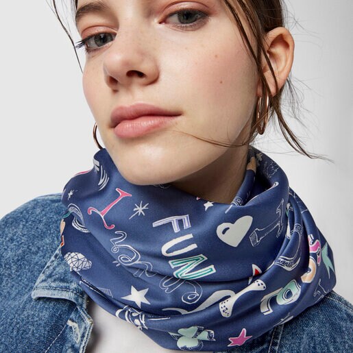 Квадратный темно-синий шарф TOUS Samba