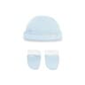 Baby hat and mittens set in plain sky blue