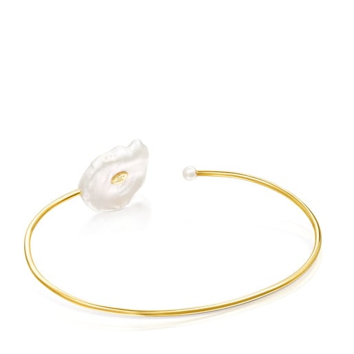 Silver Vermeil Nenufar petal Bracelet with Pearls