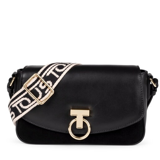 Black Leather Zafiro Crossbody bag | TOUS Black Leather Zafiro Crossbody bag | TOUS