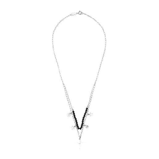 Silver Magic Nature double Necklace with onyx