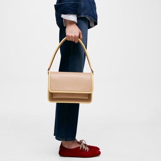 Medium sand-colored Crossbody bag TOUS Audree Pipings
