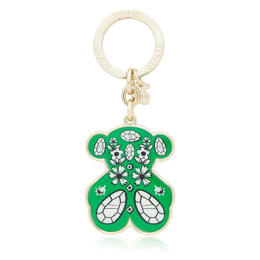 Green TOUS Gems bear with bandana Key ring