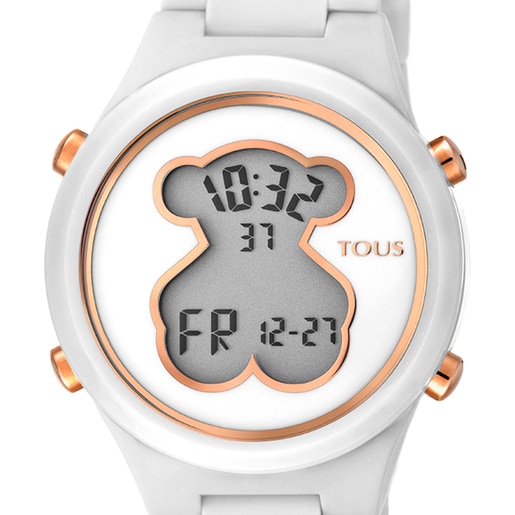 Polycarbonate D-Bear Watch with white silicone strap