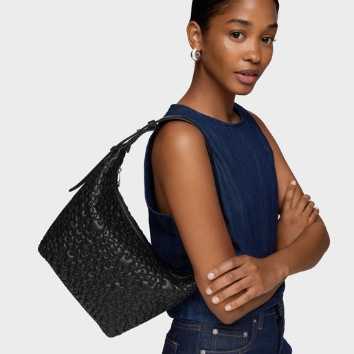 Bolso de hombro mediano negro TOUS Puffy bear