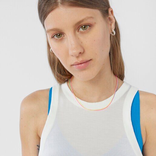 ナイロン素材にシルバーを組み合わせたダブルネックレス TOUS Pride