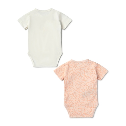 Pack of wrap-over baby bodysuits in Mix orange