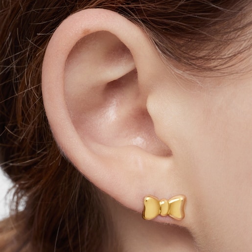 Aros lazo con baño de oro de 18 kt sobre plata TOUS Ribbon