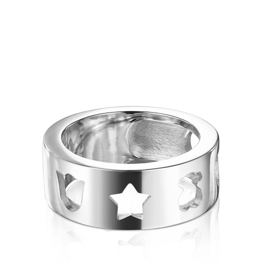 Anillo de plata motivos oso, corazón y flor Glory