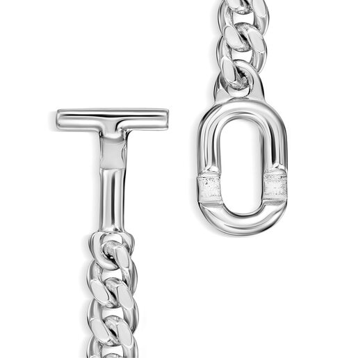 Large TOUS MANIFESTO curb chain Bracelet in silver