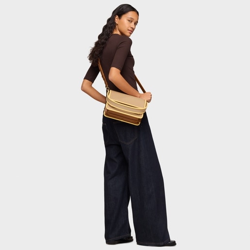 Medium sand-colored Crossbody bag TOUS Audree Pipings