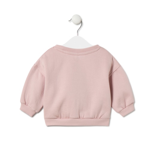 Sweatshirt Ursos, corações e flores Casual cor-de-rosa