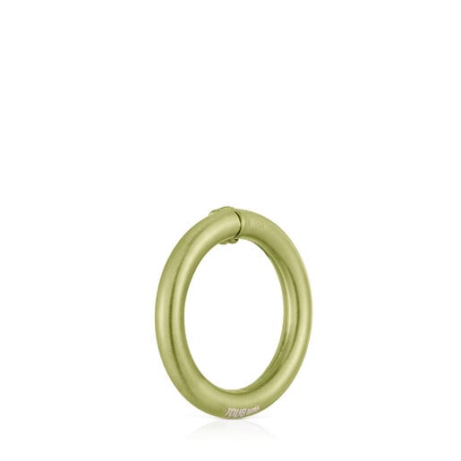 خاتم Hold متوسط الحجم من الفضة باللون الأخضر