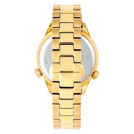 Analogové hodinky s náramkem z oceli IPG ve zlaté barvě a černým ciferníkem TOUS Now