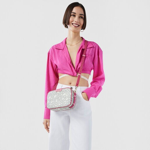 Beige and fuchsia Kaos Mini crossbody bag