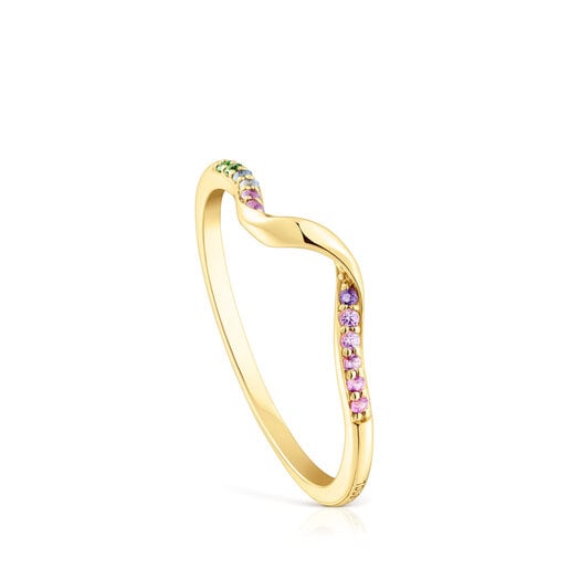 Zlatý Spirálový prsten s drahými kameny TOUS St. Tropez