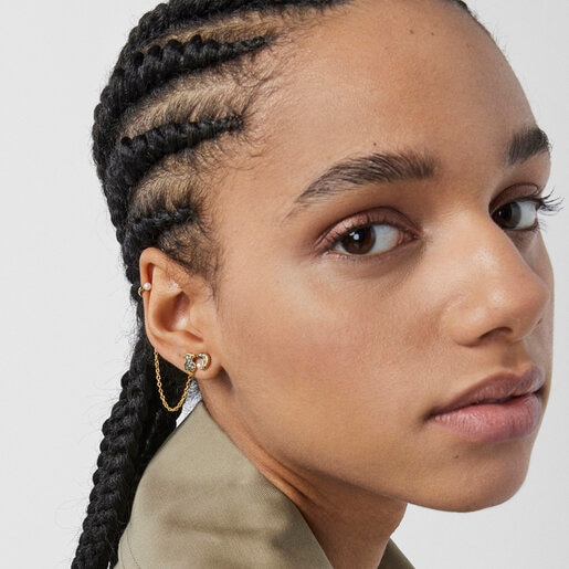 Nocturne 1/2 Earring in Silver Vermeil with Diamonds and Pearl