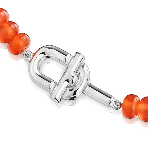 Halskette TOUS MANIFESTO aus Silber mit behandeltem orangefarbenem Chalcedon