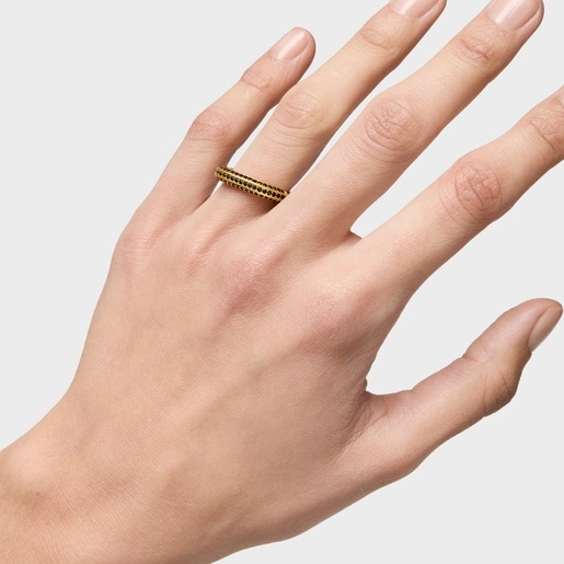 Bague en argent plaqué or 18 ct et spinelles Line