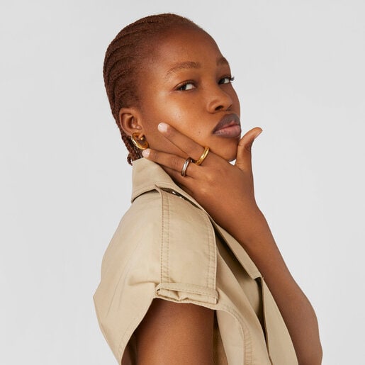 ゴールドコーティングシルバーのリング Duna Tube